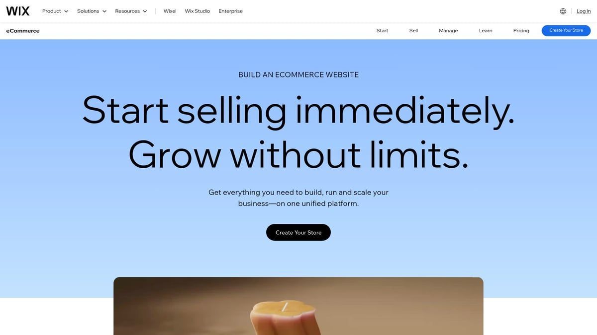 Wix website homepage: