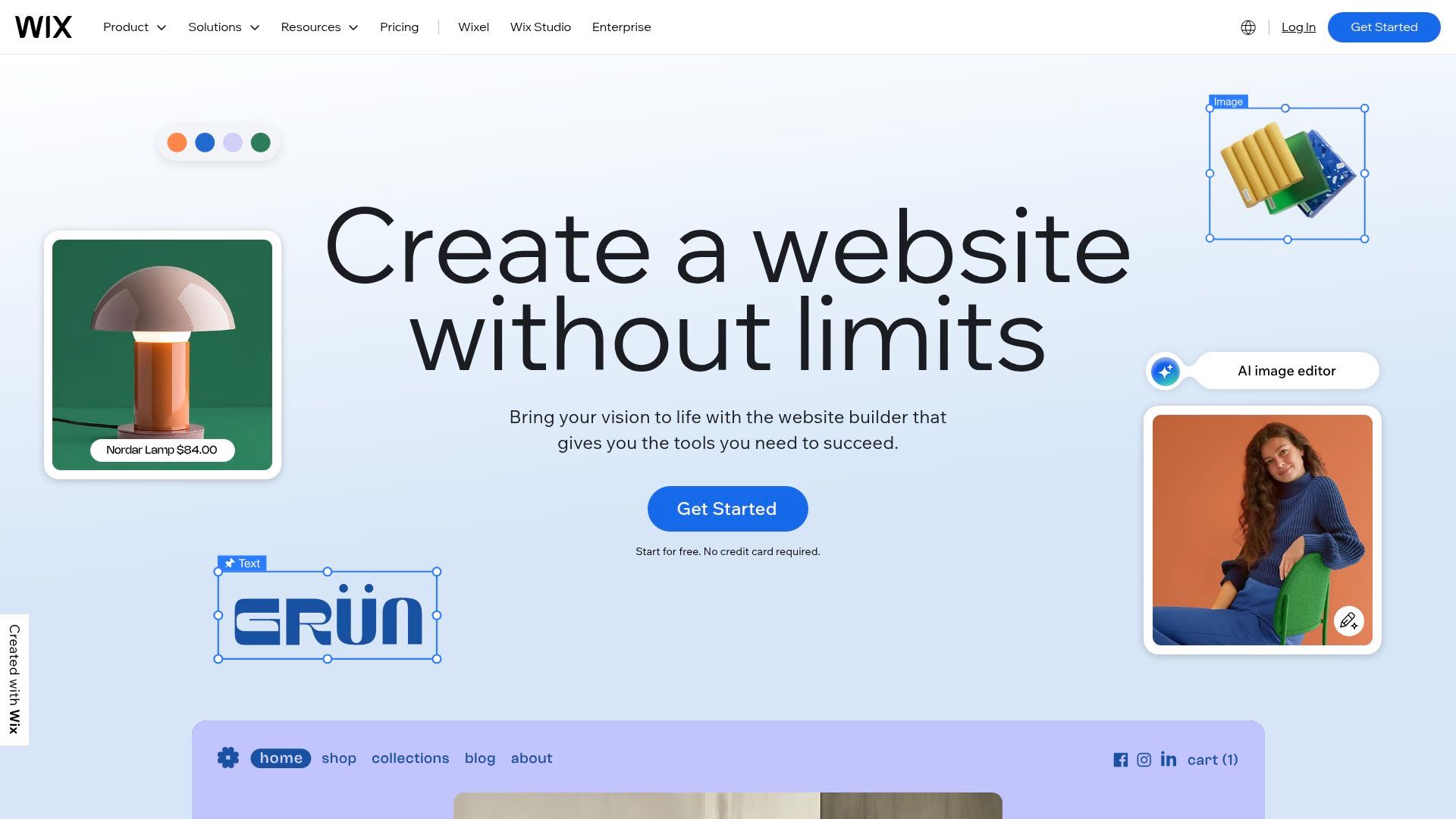 Wix homepage: 